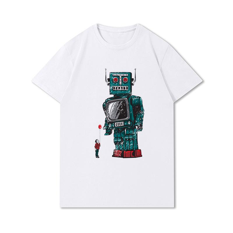 Anime Men T Shirts Retro Funny Meme Trend Y2k Graphic T-shirt Soft Unisex 100% Cotton Tee Male Tops