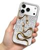 Golden Two - Snake Pose Case for iphone 14 17 Pro 11 12 13 16 Plus Air 18 Pro Max XR 15 XS Max Silver Crushed Foil Cover