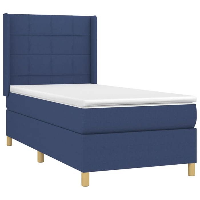 Maison Exclusive - Sommier à lattes de lit matelas et LED Bleu 90x190 cm Tissu