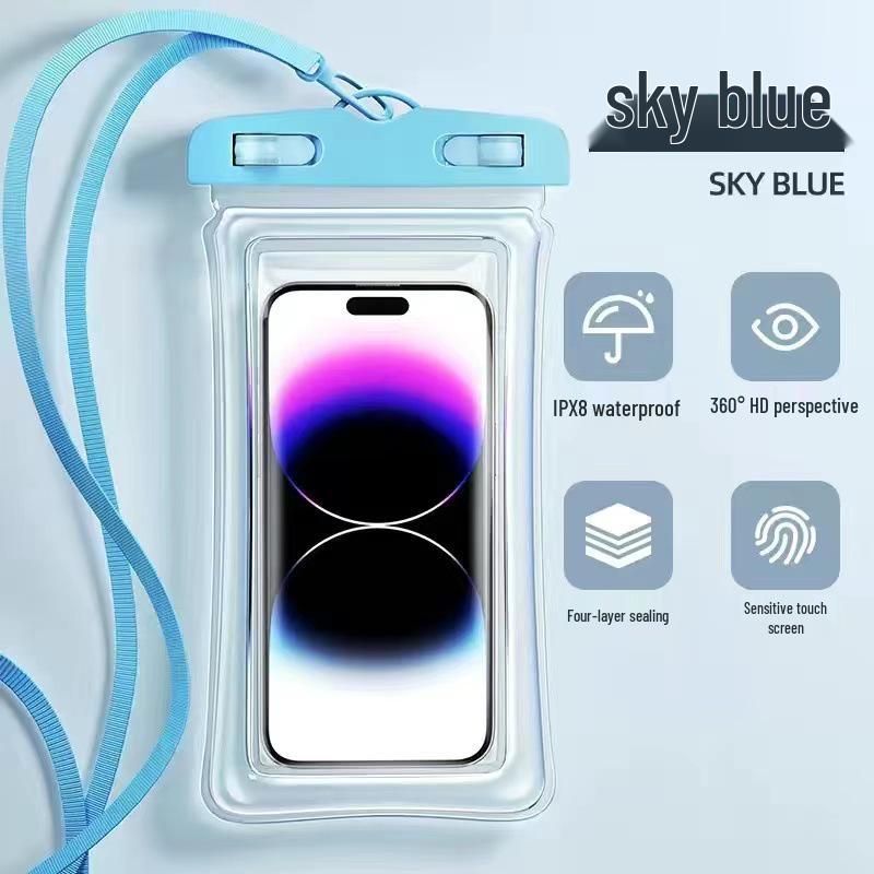 Triple-Fold Waterproof Phone Pouch with Touch Screen & Photo Capability for Swimming, Rafting, Diving – Universal Fit.