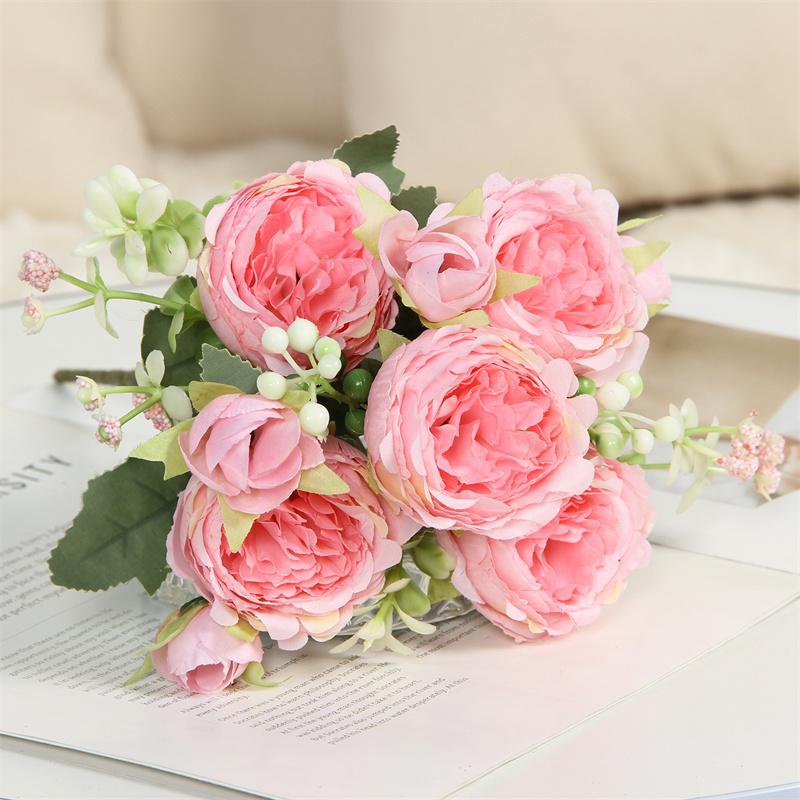 2PCS Artificial rose bouquets for home decoration, wedding arrangements, 5-head Persian roses