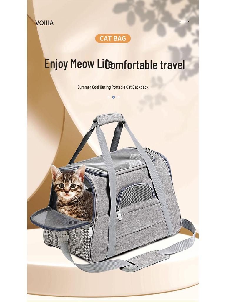 Foldable Breathable Pet Carrier: Large Capacity, Portable Bag for Small Cats - Ideal for Outdoor and Car Travel