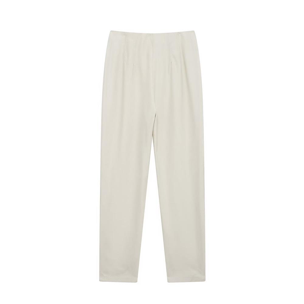 Spring 2025 Women's Black Slim Straight-Leg Nine-Point Casual Pants