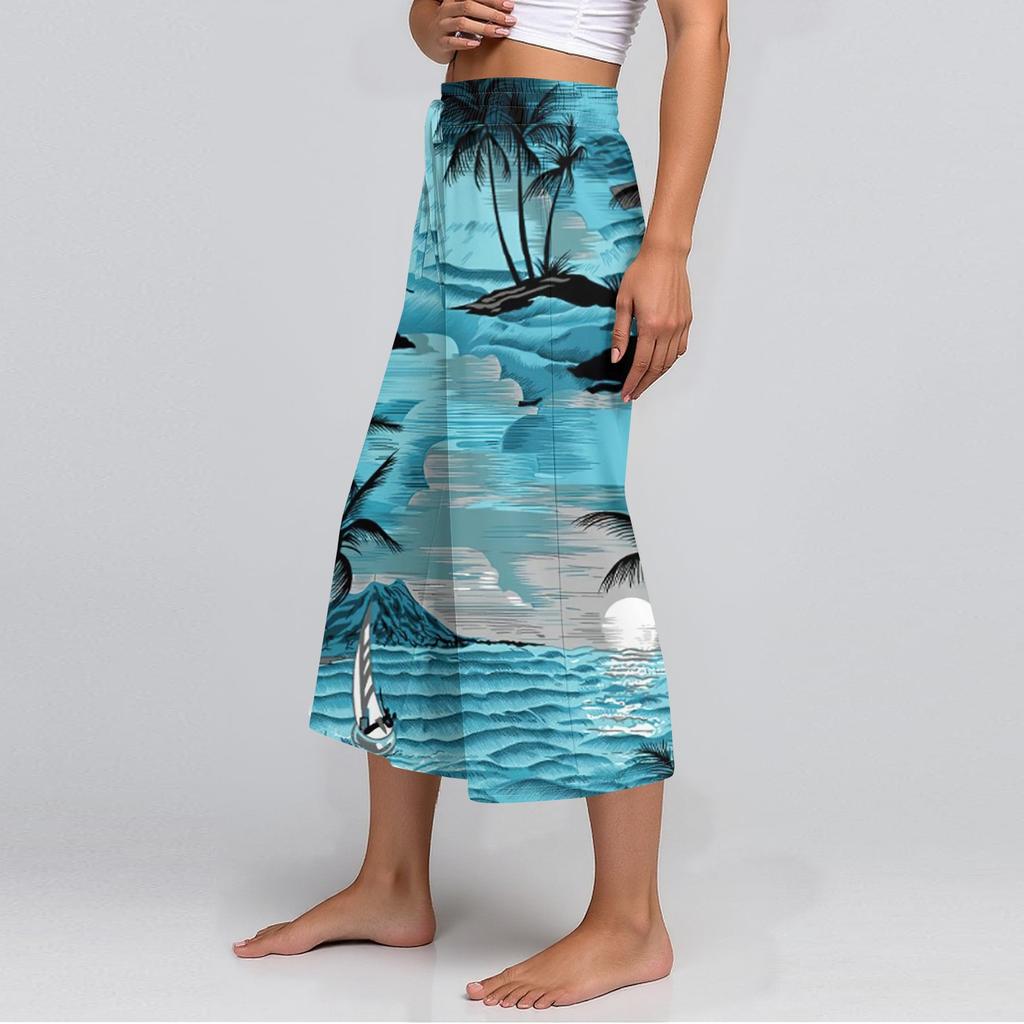 Женские летние повседневные спортивные брюки с высокой талией и принтом, укороченные брюки свободного покроя