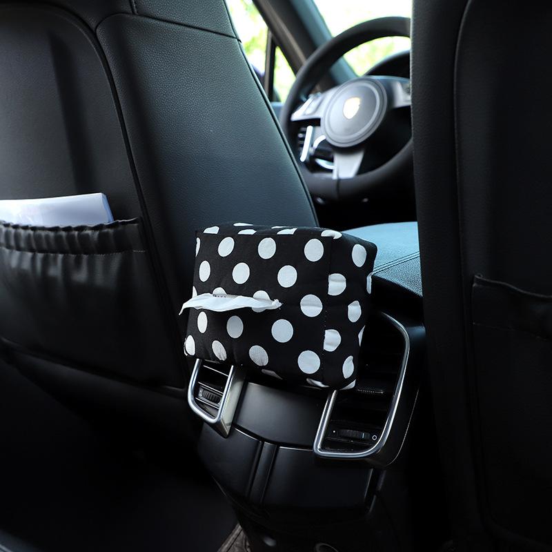 Multifunctional Houndstooth Car Tissue Box Vehicle Back Seat Armrest Tissue Holder