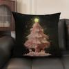 Christmas tree cool Printed Cushion Cover Natural Linen Organic Fabric DoubleSided Printing Sofa Home Decor Gift Pillow Case