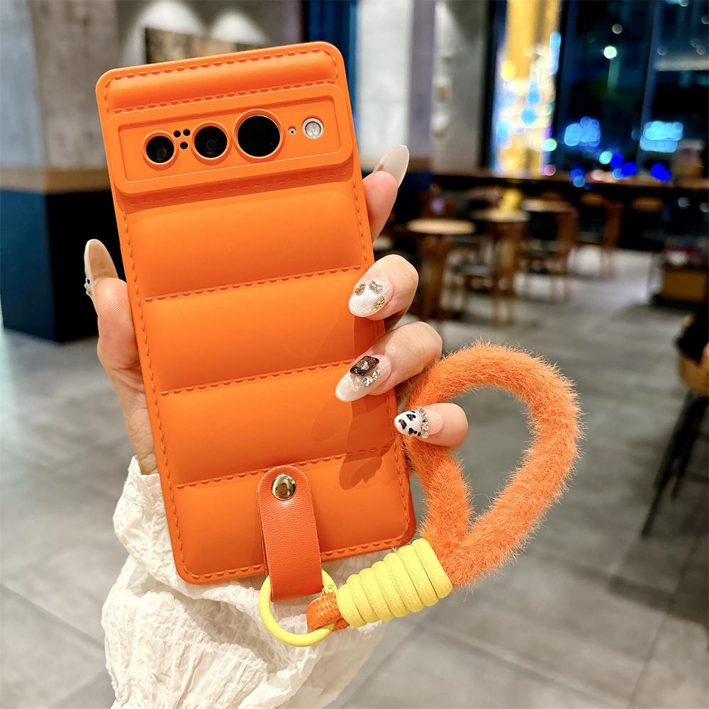 Модный пуховик Чехол-шнурок для Google Pixel 8 7 6 Pro 7A 6A 5A 4A 3 4 XL 3AXL 3A Ремешок на руку/запястье Мягкий противоударный чехол