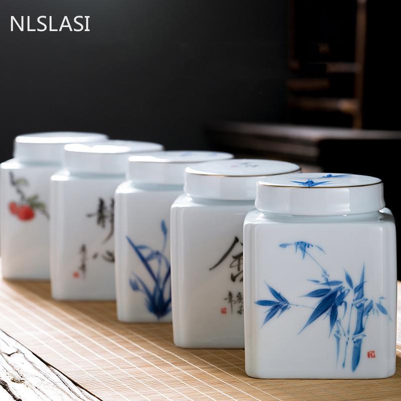 Креатив квадратной формы керамический контейнер для чая Портативная герметичная банка Чайные коробки Органайзер для специй Конфеты Кофе Резервуар для хранения сухофруктов