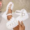 Fashion 2025 Summer Women Fashion Luxury Sandals Casual Thick Bottom Jelly Shoes Woven Roman Style Hollow Out Design Comfortable Sandals