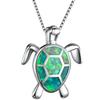 Bohemia Cute Turtle Pendant Necklace For Women Inlay Blue Imitation Opal Necklace Wedding Party Jewelry Christmas Gifts For Her