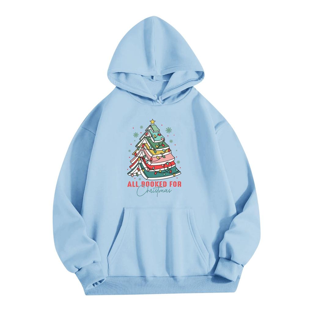 Women's O-neck Long Sleeve  Printed Top Solid Color Hoodie