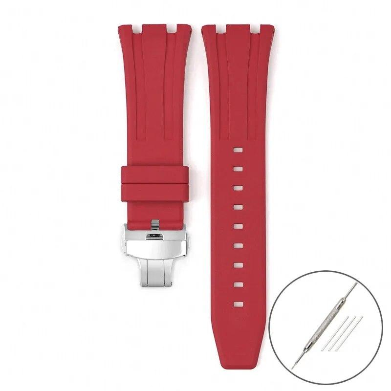 Ремешок из фторкаучука для Audemars Piguet Royal Oak 15400 15500 26331, мужской мягкий ремешок с пряжкой-бабочкой из FKM, сменный ремешок для часов AP 26 мм