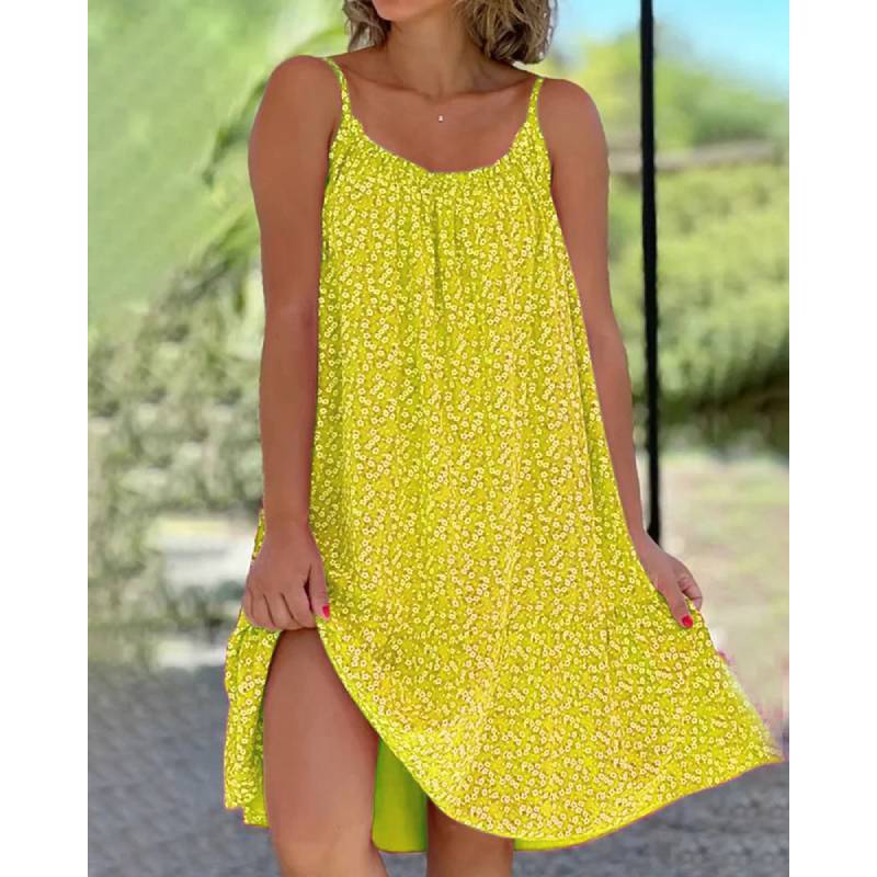 Summer Girl Dress With Watermark Print And Loose Fit For Casual Wear