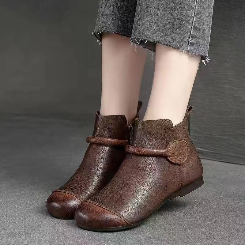 2025 Fall New Arrival: Thick-Soled Soft-Soled Comfortable Rubber Sole Ankle Boots for Women Women's Single Shoes Middle-Aged and Elderly Casual Shoes