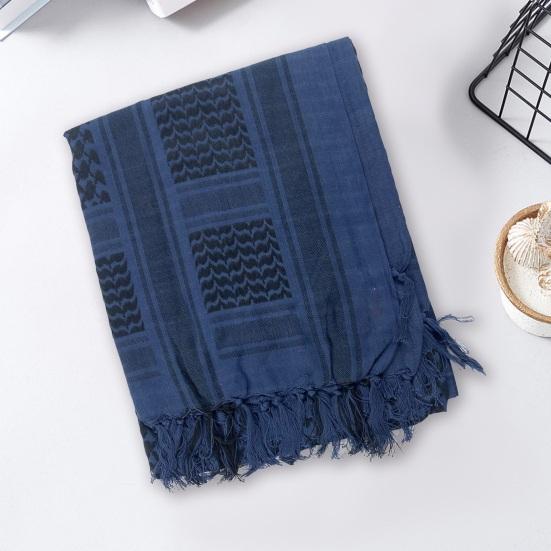 Plaid Print Shawl with Fringed Edges Jacquard Sun Sand Wind Protection Ethnic Style Scarf Men Women Outdoor Shawl