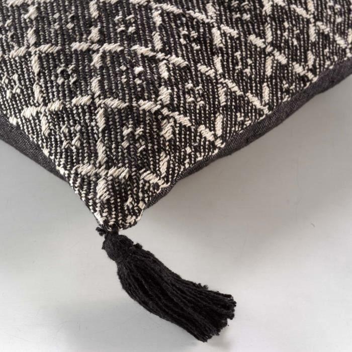 Coussin - Janna - 40 x 40 cm - Déhoussable - Oeko-Tex® - Noir