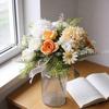 Artificial Flowers High Simulation Silk Petals Real Touch Adjustable Iron Wire Stems Mixed Roses Hydrangeas Daisies Maintenance-Free Home Decor Gifts