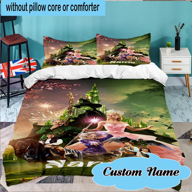 Custom Name Magic Friendship witch Bedding Set 3pcs, Bedding Set Including 1pc Duvet Cover And 2pcs Pillowcases for Bedroom, Dormitory Gift