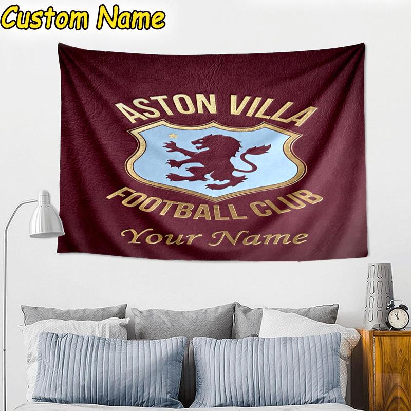 Custom Name Aston Villa Pride Tapestry Room Decoration Wall Hanging for Living Room Bedroom, dormitory, Birthday and Christmas gifts