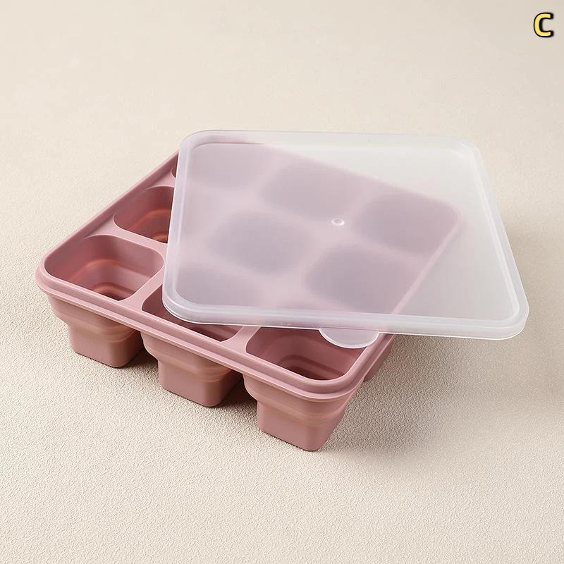 Foldable Silicone Ice Cube Trays with Lids Perfect for Summer BPA Free Ice Molds for Cocktails Coffee Pool Beach Party Drinks