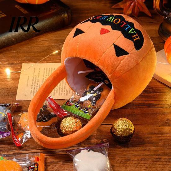 Cute Pumpkin Handbag Halloween Treat Bag, Portable Candy Tote for Kids, Large Capacity Comfortable Handle Trick or with Soft Handle, Party Favor Gift