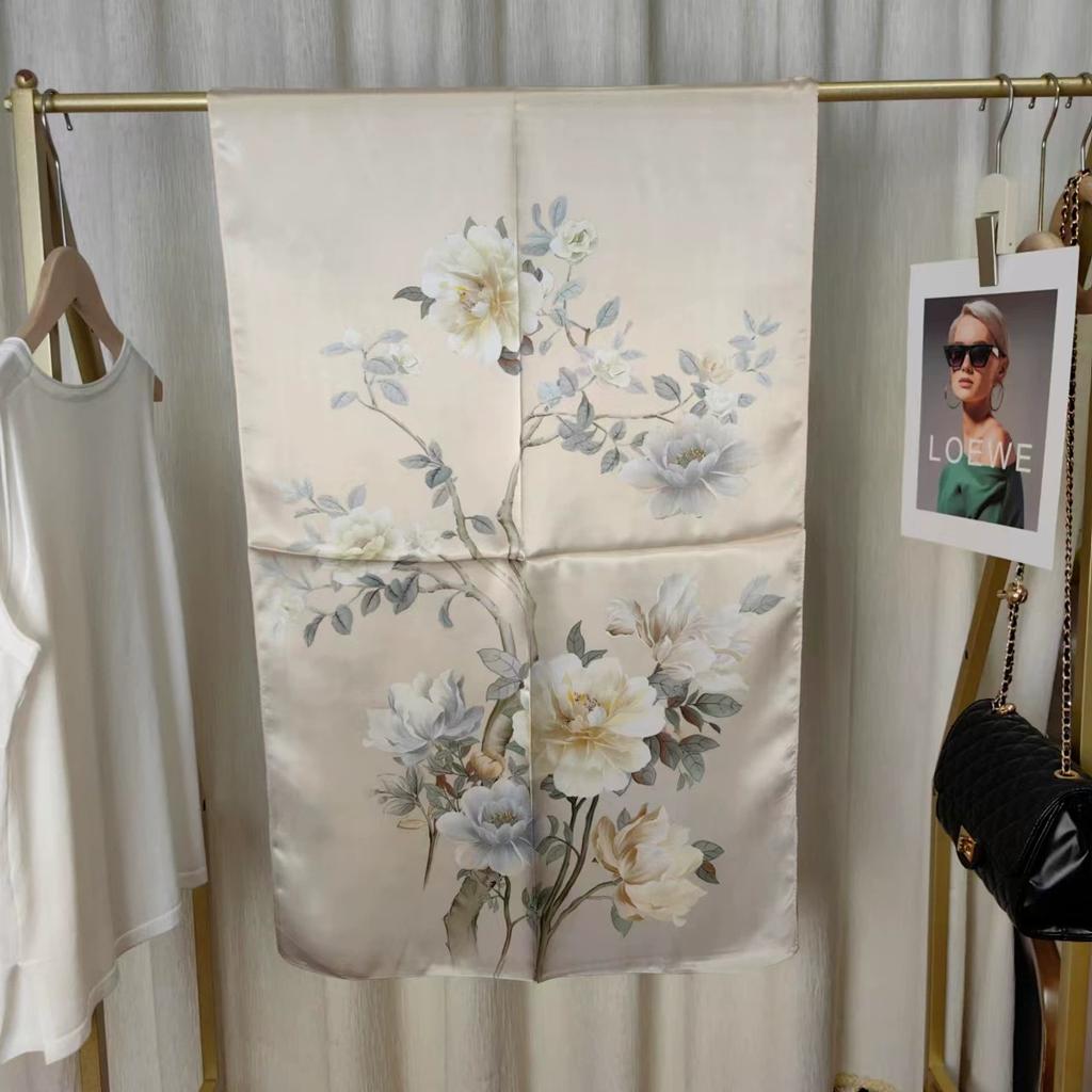 Высокое качество 100% шелковый шарф шаль хиджаб обертывание женский цветочный весна лето пляж шелковые шарфы