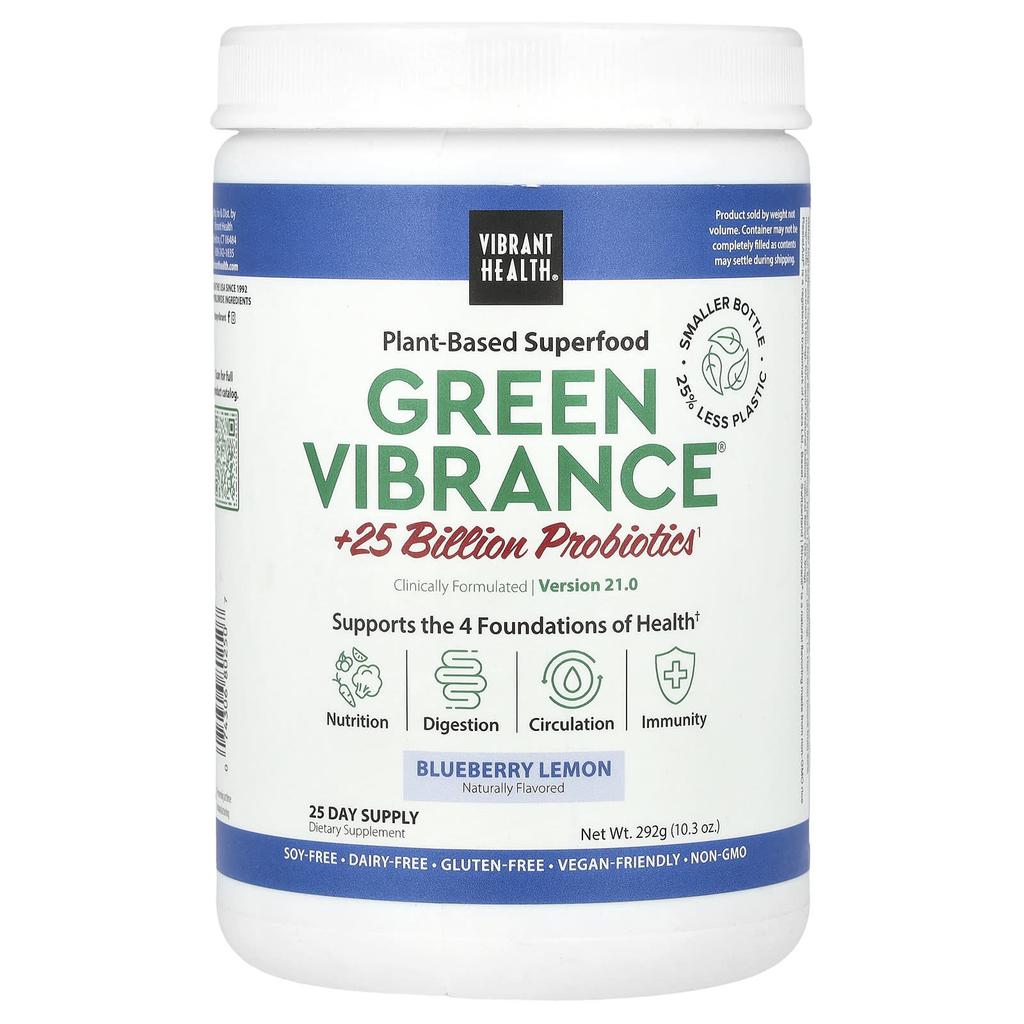 Vibrant Health Green Vibrance, Версия 21.0, Черника Лимон, 10.3 унции (292 г)