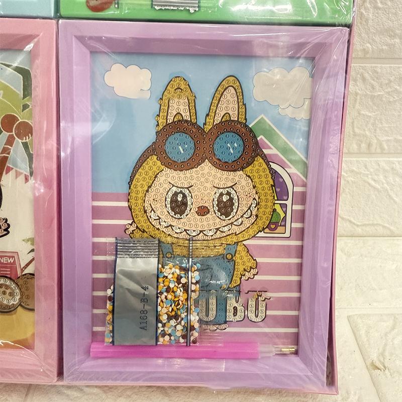 2 комплекта Labubu Baby Three Diamond Painting Cartoon Full Diamond Mosaic 5D Diy Cross Stitch Kits Diamond Art Home Decor With Frame