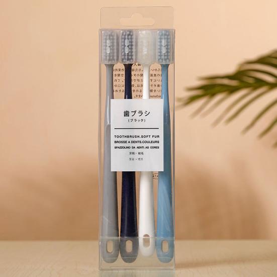 4Pcs Soft Toothbrushes Extra Soft Bristles Easy to Hold Comfortable Grip Individual Head Cover Food Grade Dental Care Travel Tooth Brushes