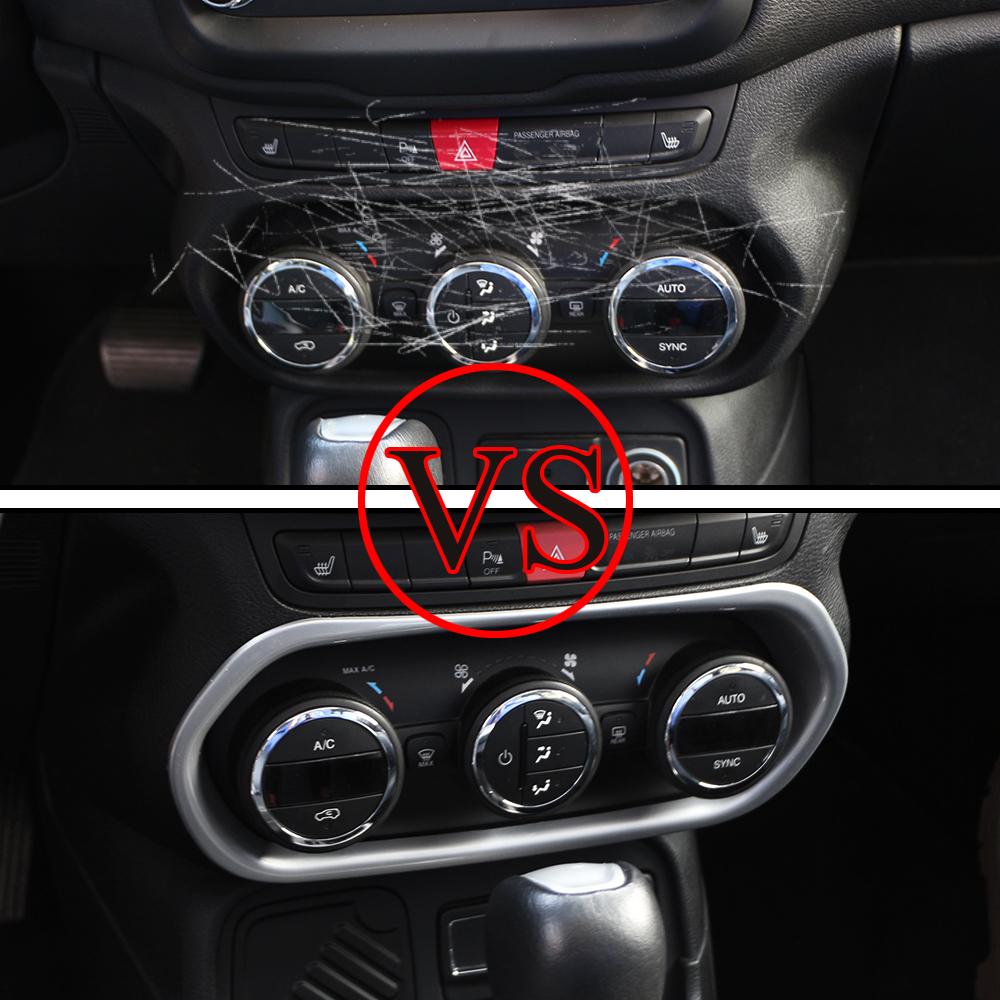 Для Jeep Renegade 2015 2016 2017 2018 2019 Панель кнопок переключателя кондиционера AC на центральной консоли и приборной панели Накладка Декоративная наклейка re1