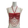 Handmade Female Music Rave Festival Mermaid Core Outfit 2025 Y2K Bikini Top Beaded Crystal Bra Body Chain Boho Beaded Top