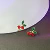 Rhinestones Red Cherry Stud Earrings Women Little Fresh Lovely Sweet Fruit Earring Temperament Advanced Party Jewelry Gifts K