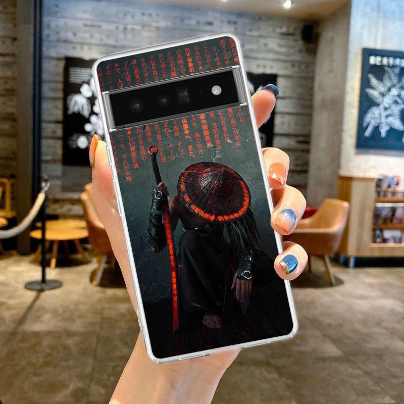 Чехол для телефона Google Pixel 9 8 7 6 9A 8A 7A 6A 5 4 5A 4A 3A Pro XL Мягкий прозрачный ТПУ Прозрачная крышка Японское искусство самураев