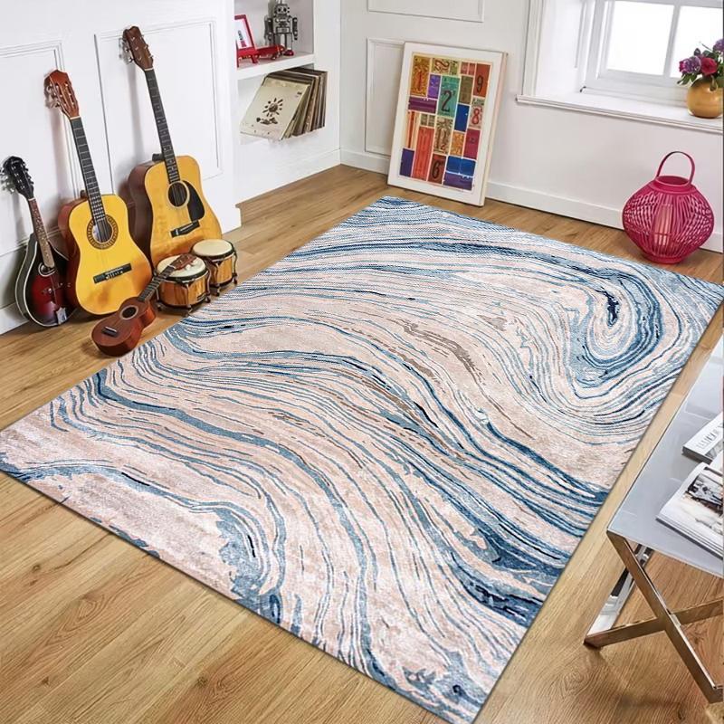 Modern Marble Swirl Pattern Area Rug, Abstract Fluid Art Floor Mat for Living Room Bedroom Non-Slip Washable Home Decor Carpet