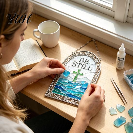 Meaningful Birthday Gifts for Friends Scripture Sea Glass Suncatcher DIY Kit, Christian Mosaic Art Craft Handmade Religious Women Faith Inspired