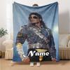 Custom Name Michael Jackson Theme Printed Blanket - Perfect for Couch, Bed, Travel & Outdoor Use | Machine Washable, Cozy & Durable.