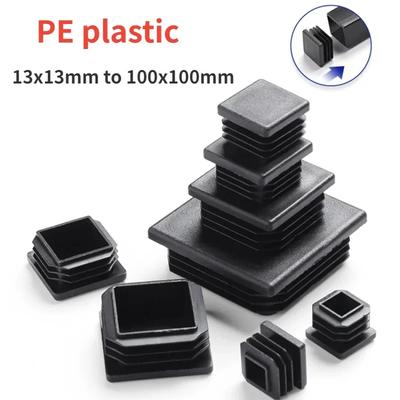 Square Plastic Black Blanking End Caps Furniture Leg Tube Pipe Inserts Plugs Bung Decorative Dust Cover 13x13mm-100x100mm