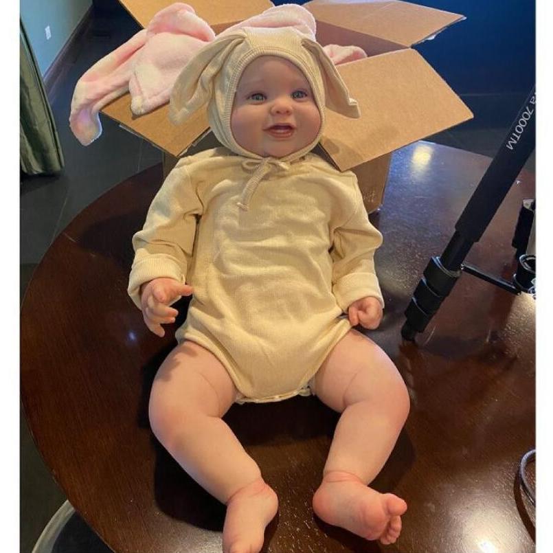 BZDOLL 3D Paint Skin With Vascular Vein 60CM Soft Silicone Smiling Reborn Baby Doll Toy For Girl Fat Princess Toddler Birthday Gift