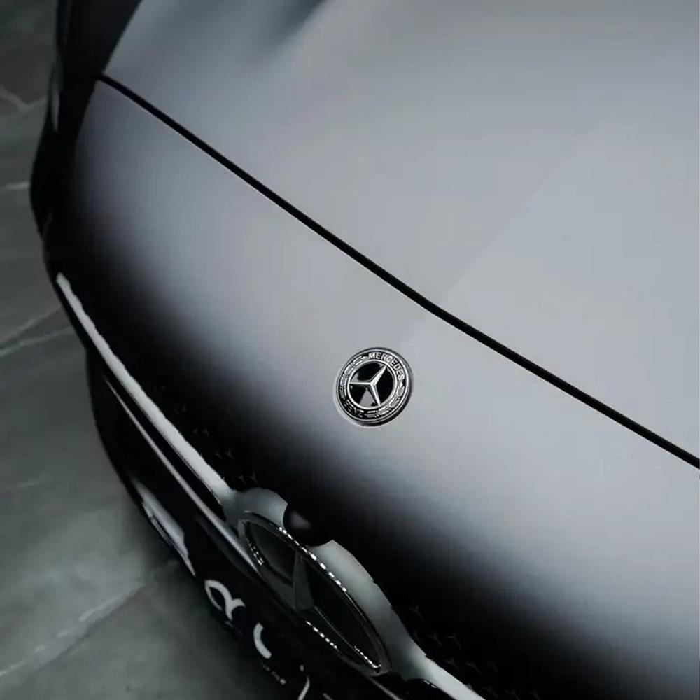 60mm Aluminum ABS Car Flat Hood Emblem Sticker Front Badge Logo Decor Accessories For Mercedes Benz AMG W124 W203 W204 W212 W220