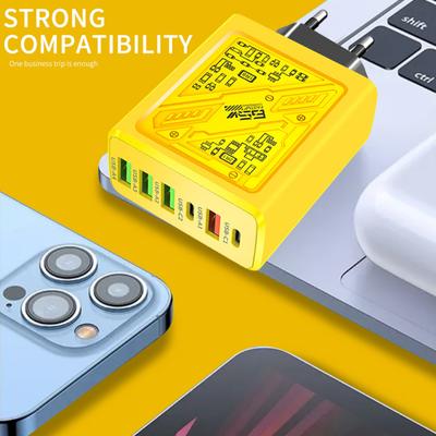 Многопортовое зарядное устройство для мобильного телефона с 2 портами Type-C, 4 портами USB, широкой совместимостью, легкое, для путешествий