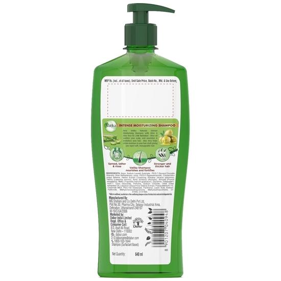Dabur Интенсивно увлажняющий шампунь Vatika Aloe Vera & Olive - 640 мл | Увлажнение до 24 часов | Содержит витамин E | Питает и укрепляет