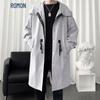 ROMON Мужское премиальное тренчкот средней длины с капюшоном