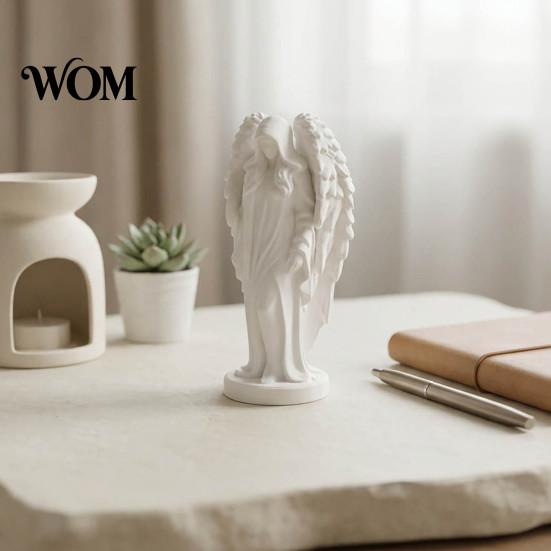 Peaceful Home Accents 3D Printed Hooded Angel Figurine, Elegant White Winged Statue, Artistic Decor European Style Minimalist Desktop Sculpture