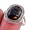 Натуральный Черный Медный Бирюзовый Драгоценный Камень 925 Проба Стерлинговое Серебро Кольцо S.9 o8j14