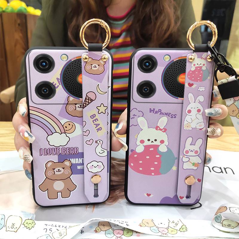 Phone Holder Anti-knock Phone Case For ZTE Nubia Music Lanyard Ring Waterproof Shockproof Kickstand Wrist Strap Cartoon
