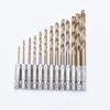 Набор из 13 спиральных сверл с титановым покрытием и шестигранным хвостовиком, 1,5–6,5 мм, быстрорежущая сталь, для электрических дрелей