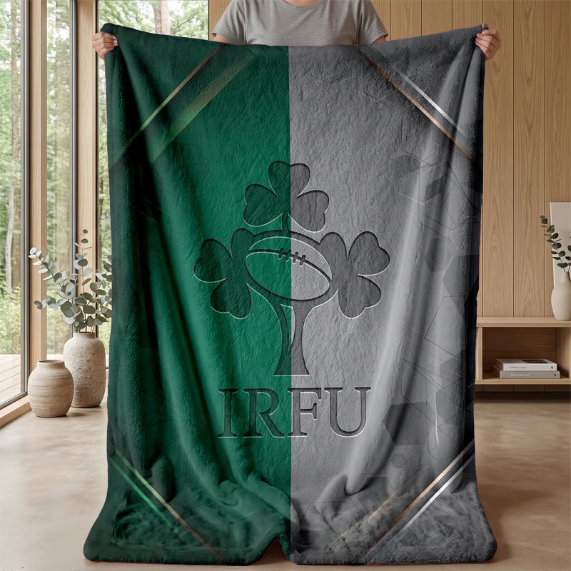 Ireland Rugby Flannel Fleece Blanket Cozy Warm Throw Blanket For Couch Bed Travel All Season Use