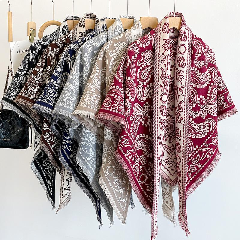 Big Cashew Jacquard Shawl Imitation Cashmere Scarf Winter Versatile Retro Shawl Warm Thickened Scarf