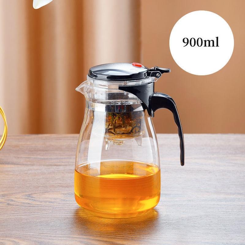 Домашний чайник с фильтром на одну кнопку Кухонный термостойкий стеклянный чайник для воды Фильтрация Разделение чая Стеклянный чайник 500/750/900 мл