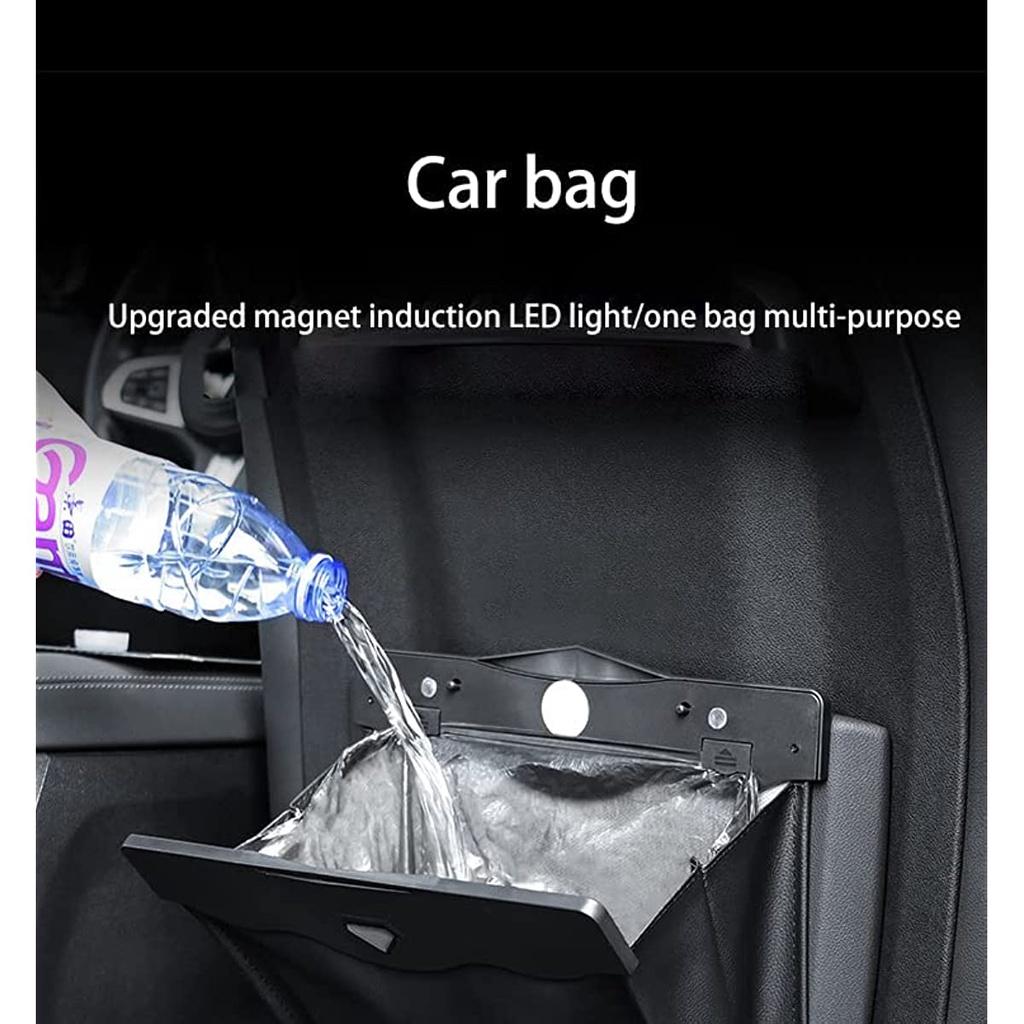 Умный автомобильный мусорный бак Многоцелевой подвесной автомобильный мусорный бак Водонепроницаемая кожаная корзина для мусора Мешок для мусора со стороны пассажира Многоразовый дорожный портативный задний комплект